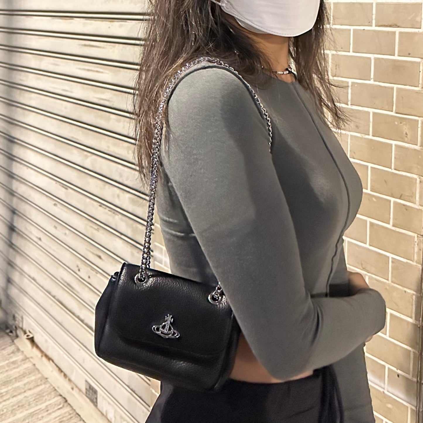 Vivienne Westwood Small Derby Bag with Chain 經典黑色荔枝皮