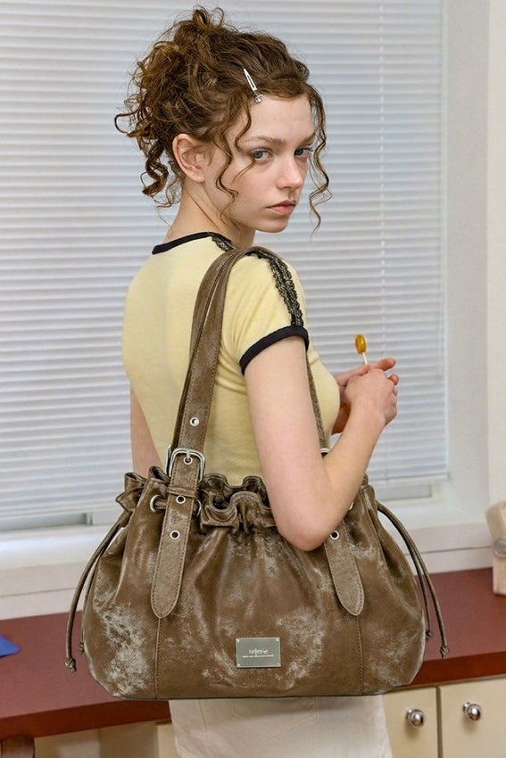 Leterie String Bucket Bag 韓國選物🇰🇷抽繩水桶袋［Made In Korea🇰🇷法式復古風格 自帶高級感!］