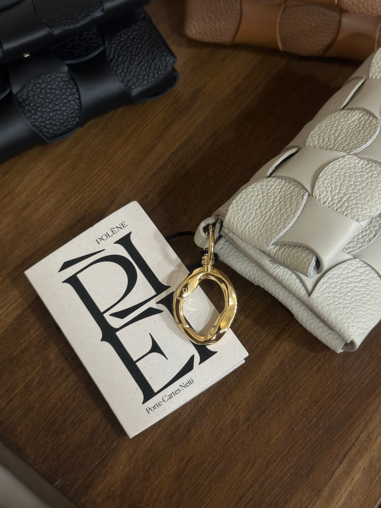 POLENE Neiti Cardholder 柔軟牛皮編織格 [最新卡套上架! 高級感滿分 配有匙扣可掛袋!]