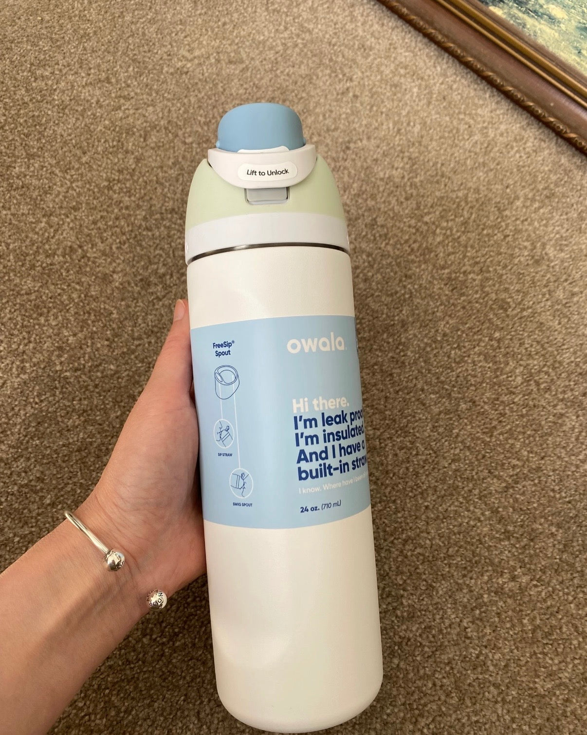 美國Owala FreeSip隔熱不鏽鋼吸管水瓶 24oz