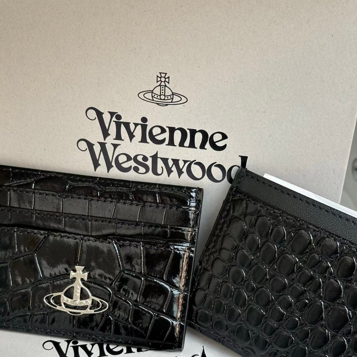 Vivienne Westwood Crocodile Cardholder 黑銀鱷魚皮 [最熱賣cardholder! 舊版令面大格現貨完售不設補貨!]