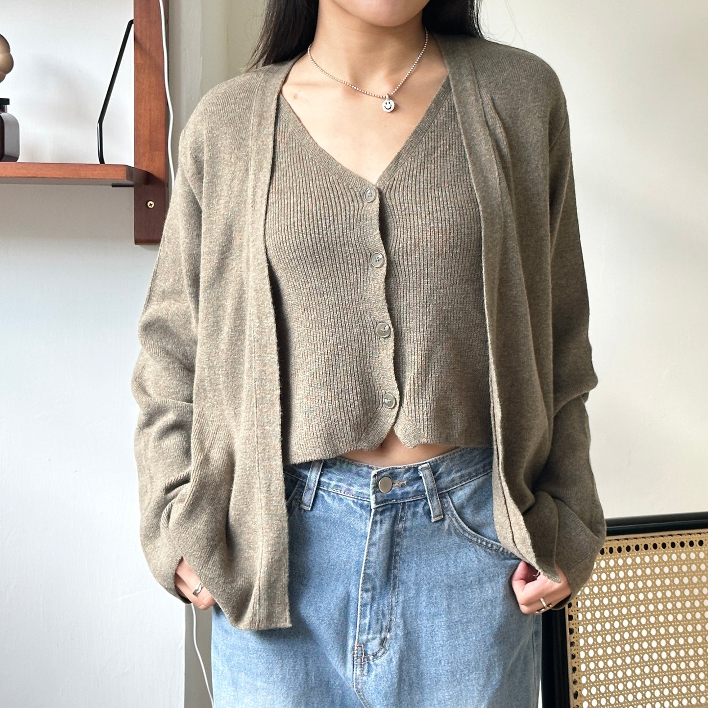 假兩件超軟熟開鈕上衣 3色入