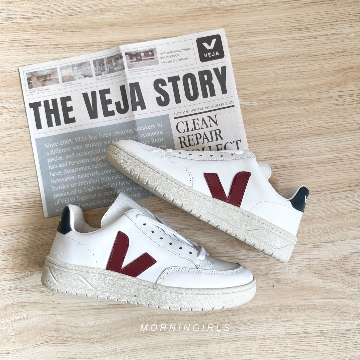 VEJA法國小白鞋 V12 藍紅