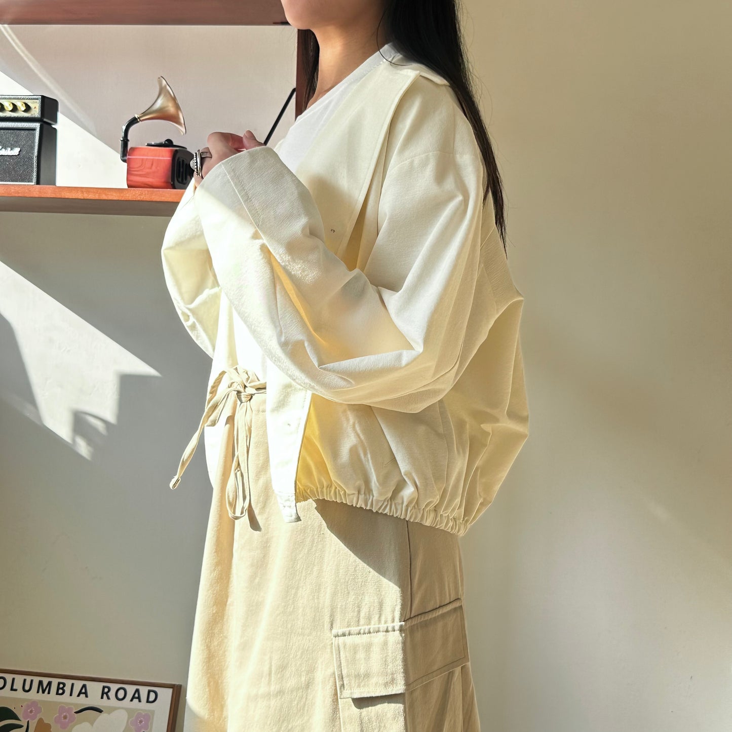 棉麻束腰短外套 [門市搬遷清貨限時優惠$249!]