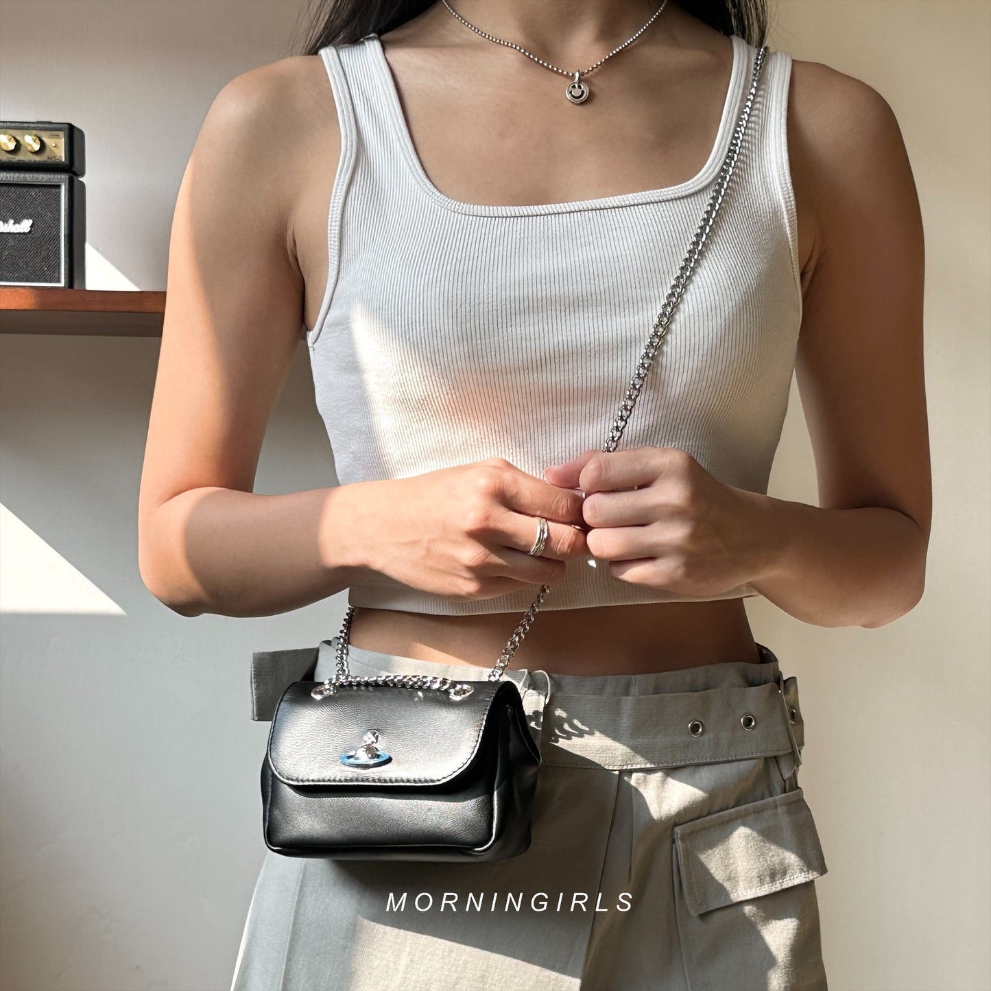 Vivienne Westwood NAPPA Small Purse with Chain 藍土星小羊皮