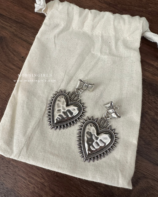 Otro Accesorio 西班牙手工飾物 - Ribbon Heart Earrings  [NEW ITEM!]
