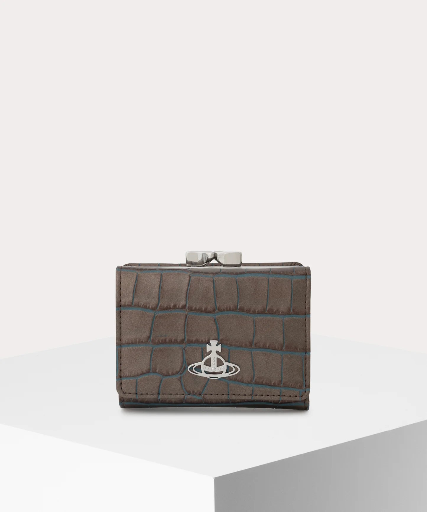 Vivienne Westwood Small Frame Wallet 啡銀鱷魚皮 [已停產最後現貨 三摺連相位]