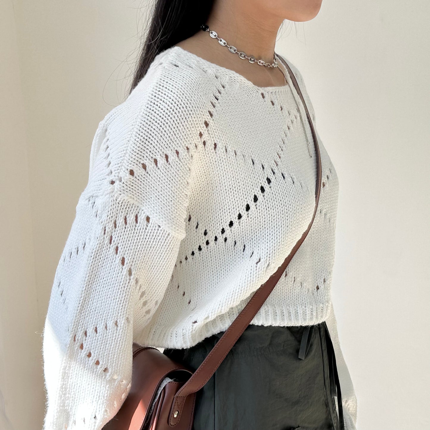 菱形通花薄針織短身上衣 3色入 [門市搬遷清貨限時優惠$149!]