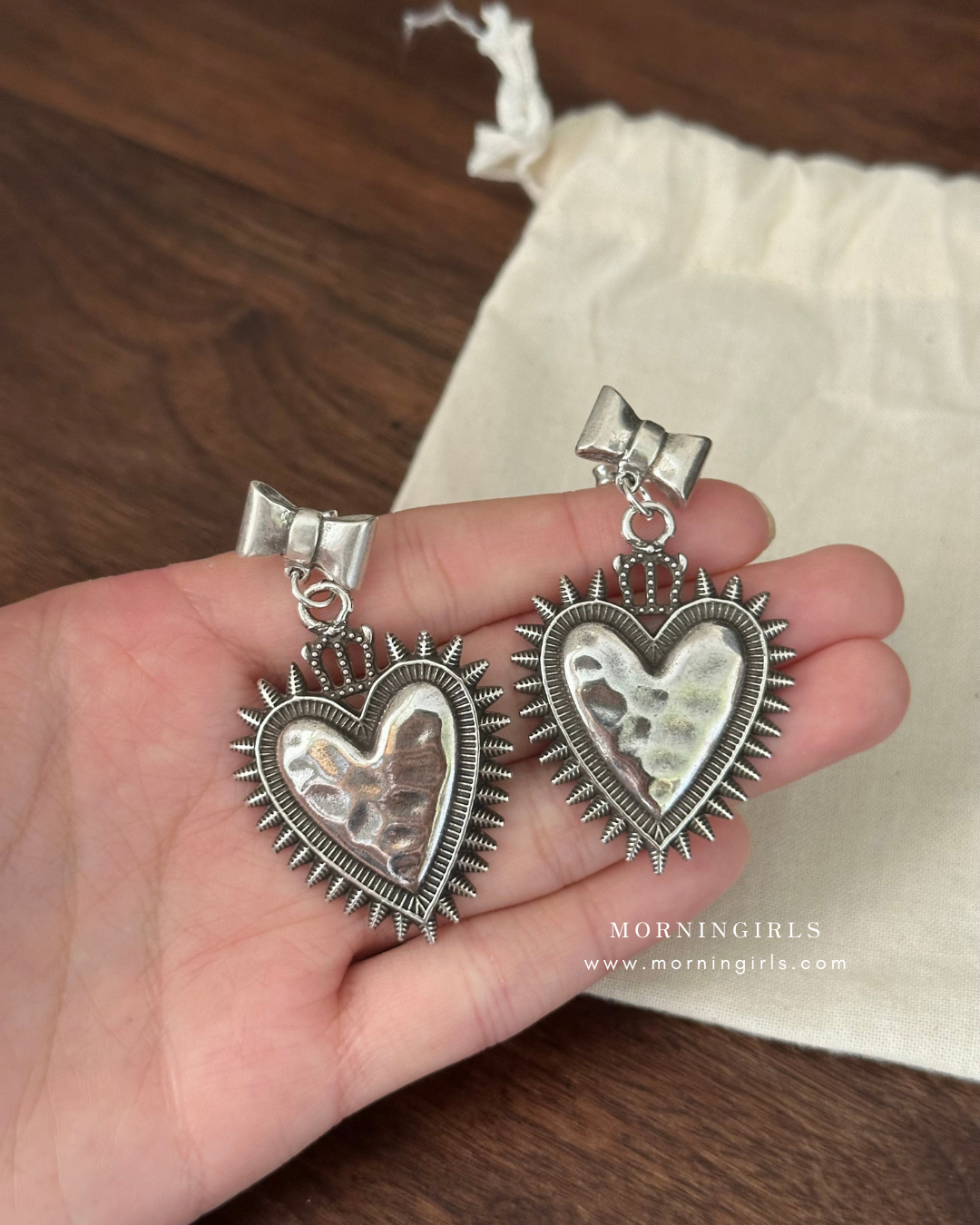Otro Accesorio 西班牙手工飾物 - Ribbon Heart Earrings  [NEW ITEM!]
