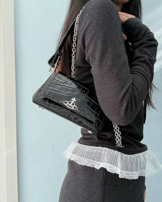 Vivienne Westwood Hazel Handbag 黑色鱷魚皮 [令面大格已停產! 2個size只剩最後微預量訂限額 完售下架轉新版!]