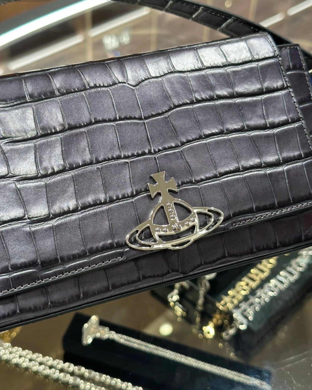 Vivienne Westwood Hazel Handbag SS25鐵灰鱷魚皮［已停產! 最後一個small現貨完售下架!］