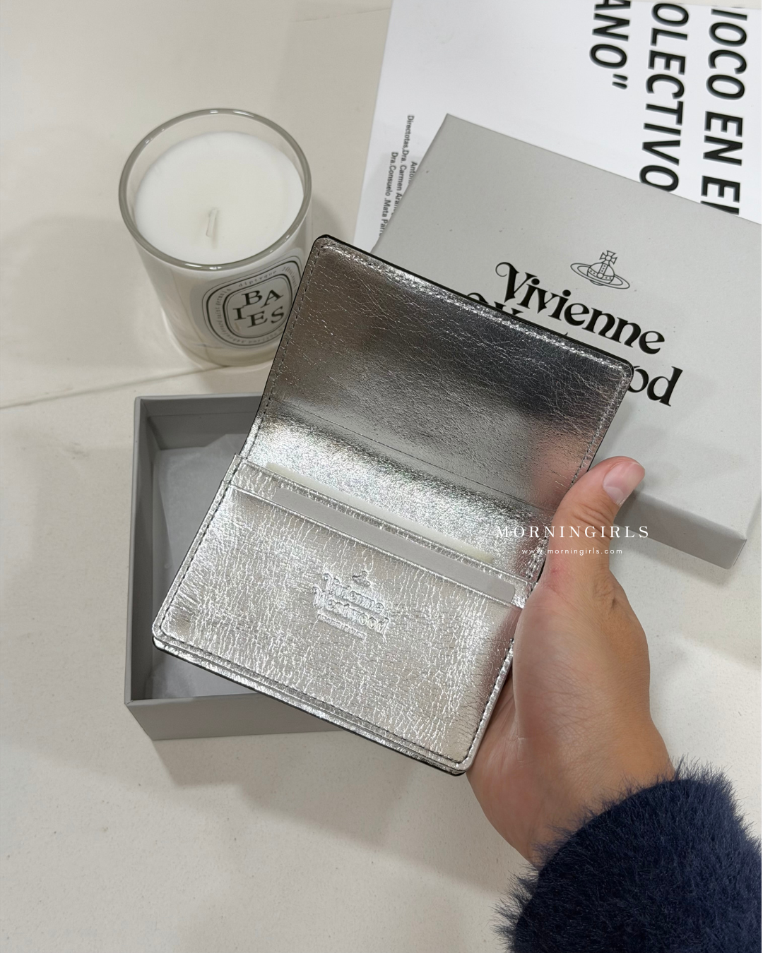 Vivienne Westwood 兩摺相位 Bifold Cardholder 黑銀小牛皮[內格銀色超靚]
