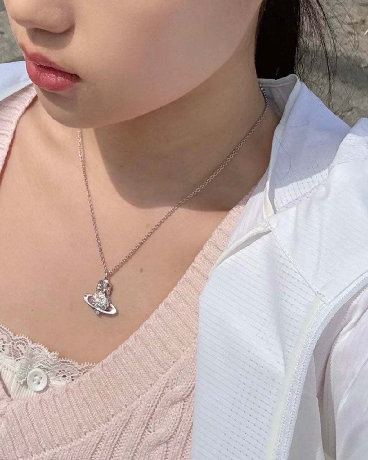 Vivienne Westwood Agnatha Necklace 銀色愛心閃鑽