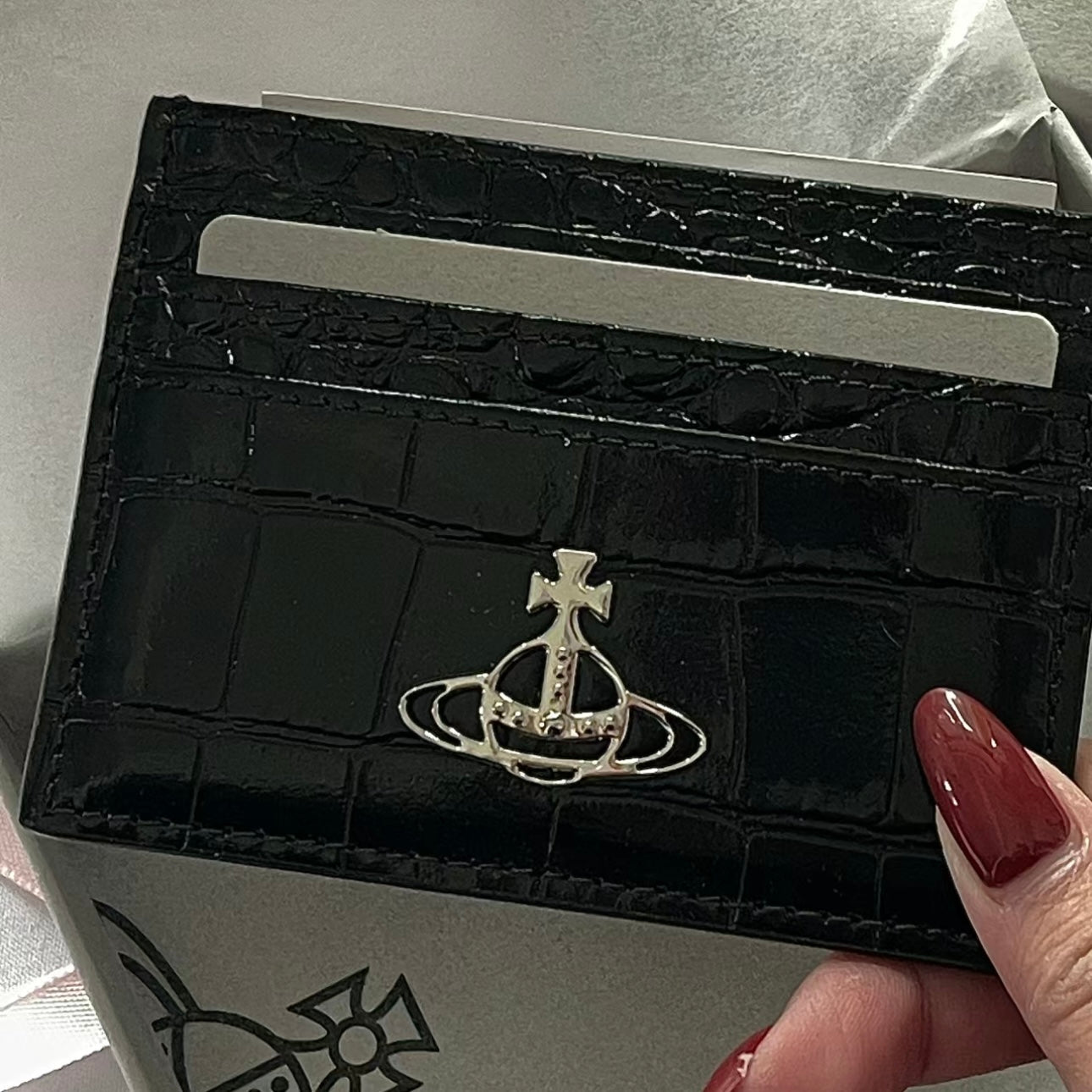 Vivienne Westwood Crocodile Cardholder 黑銀鱷魚皮 [最熱賣cardholder! 舊版令面大格現貨完售不設補貨!]
