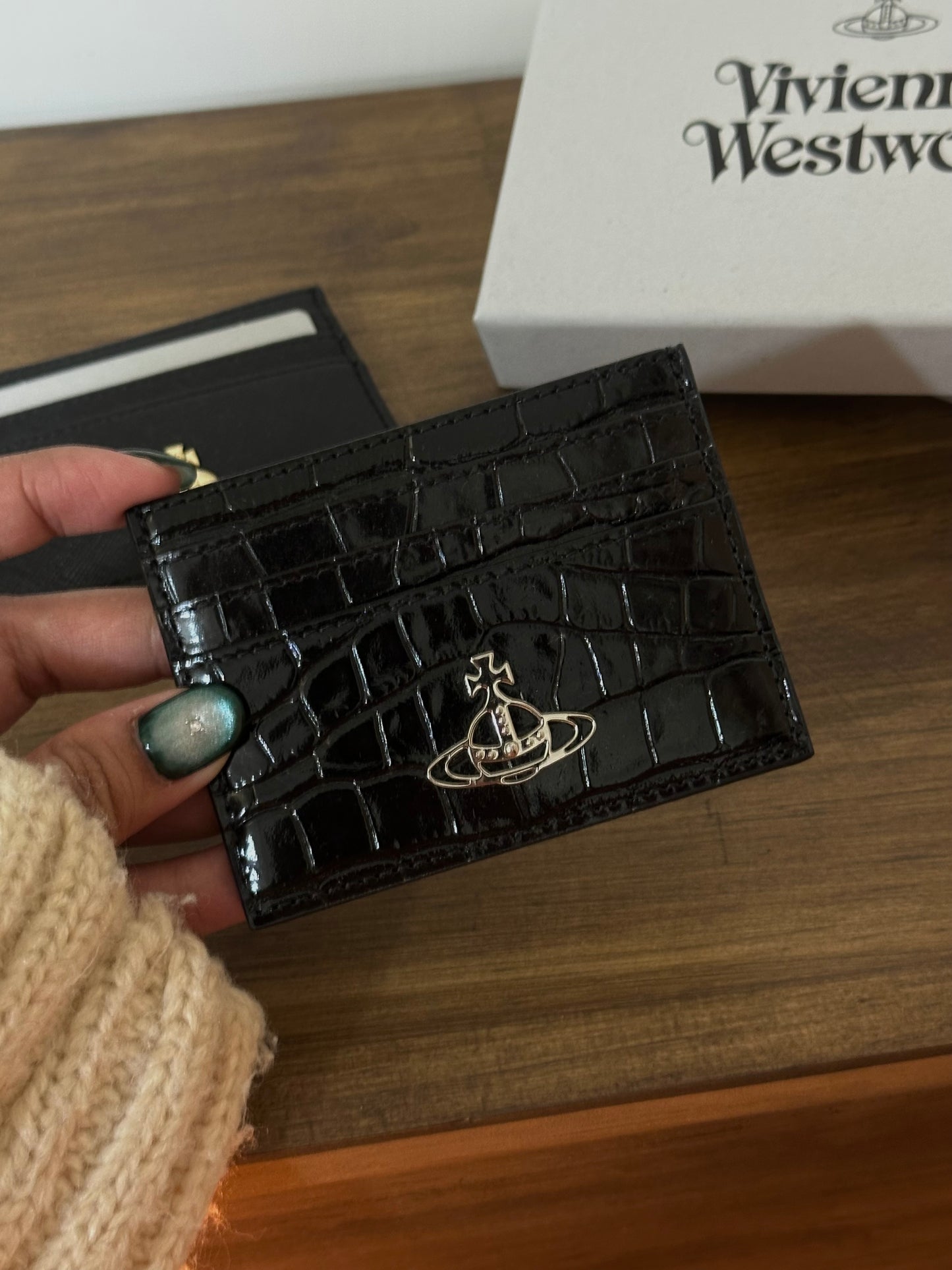 Vivienne Westwood Crocodile Cardholder 黑銀鱷魚皮 [最熱賣cardholder! 舊版令面大格現貨完售不設補貨!]
