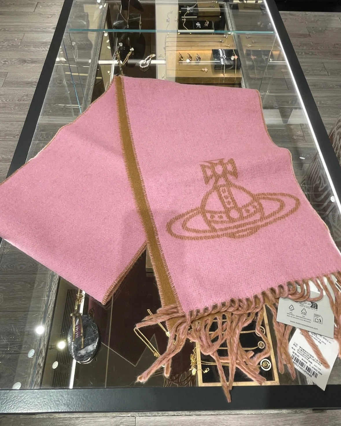 Vivienne Westwood Double ORB Logo Scarf (100% wool) 粉紅焦糖雙面 [日本版 意大利製!]