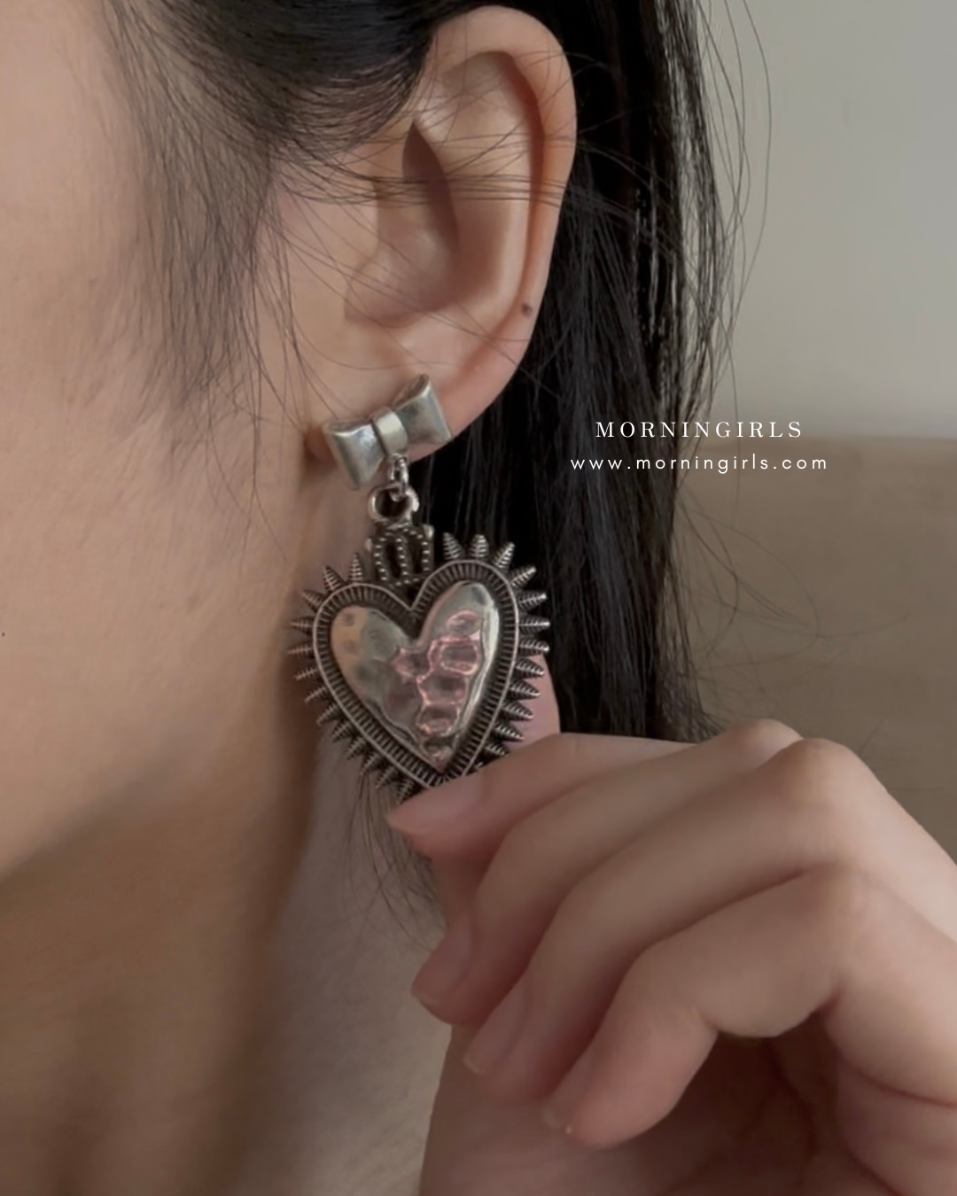 Otro Accesorio 西班牙手工飾物 - Ribbon Heart Earrings  [NEW ITEM!]