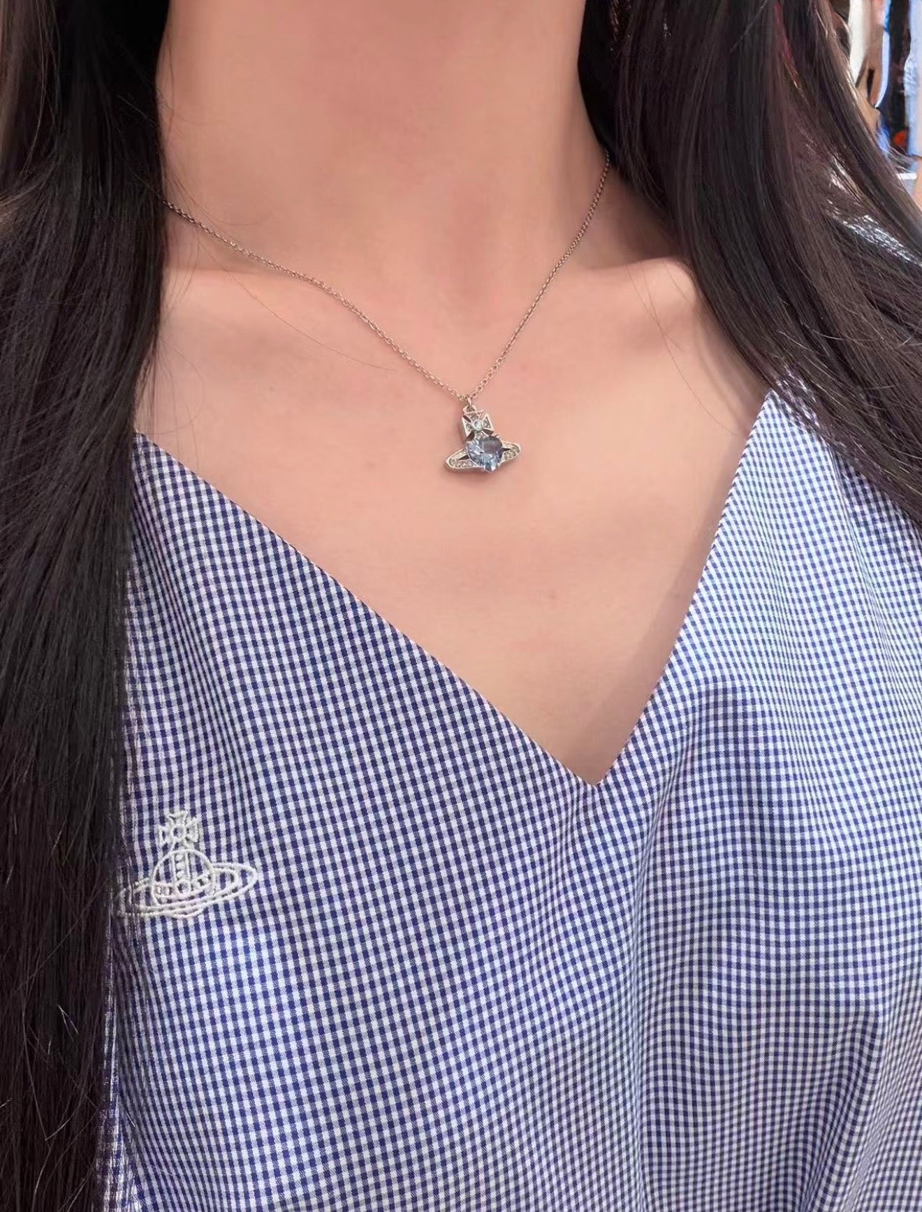 Vivienne Westwood Ariella Necklace 閃鑽愛心最新天空藍［重新補貨! 限時優惠中 完售即止!］