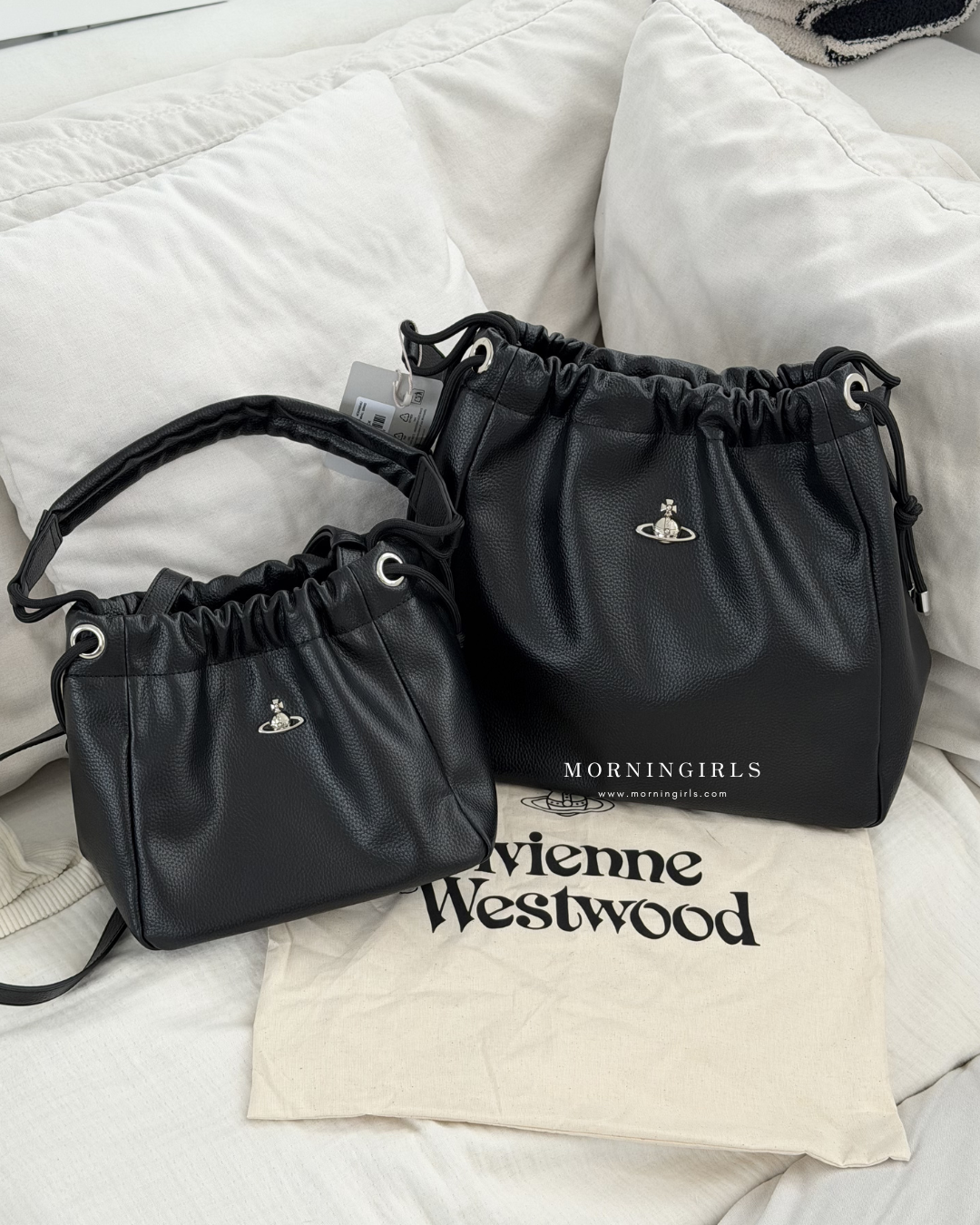 Vivienne Westwood Hilary Bucket Bag 超軟身黑銀荔枝皮 [新版3D Logo上架 MEDIUM限量折扣中 完售即止! 大容量方形小水桶]