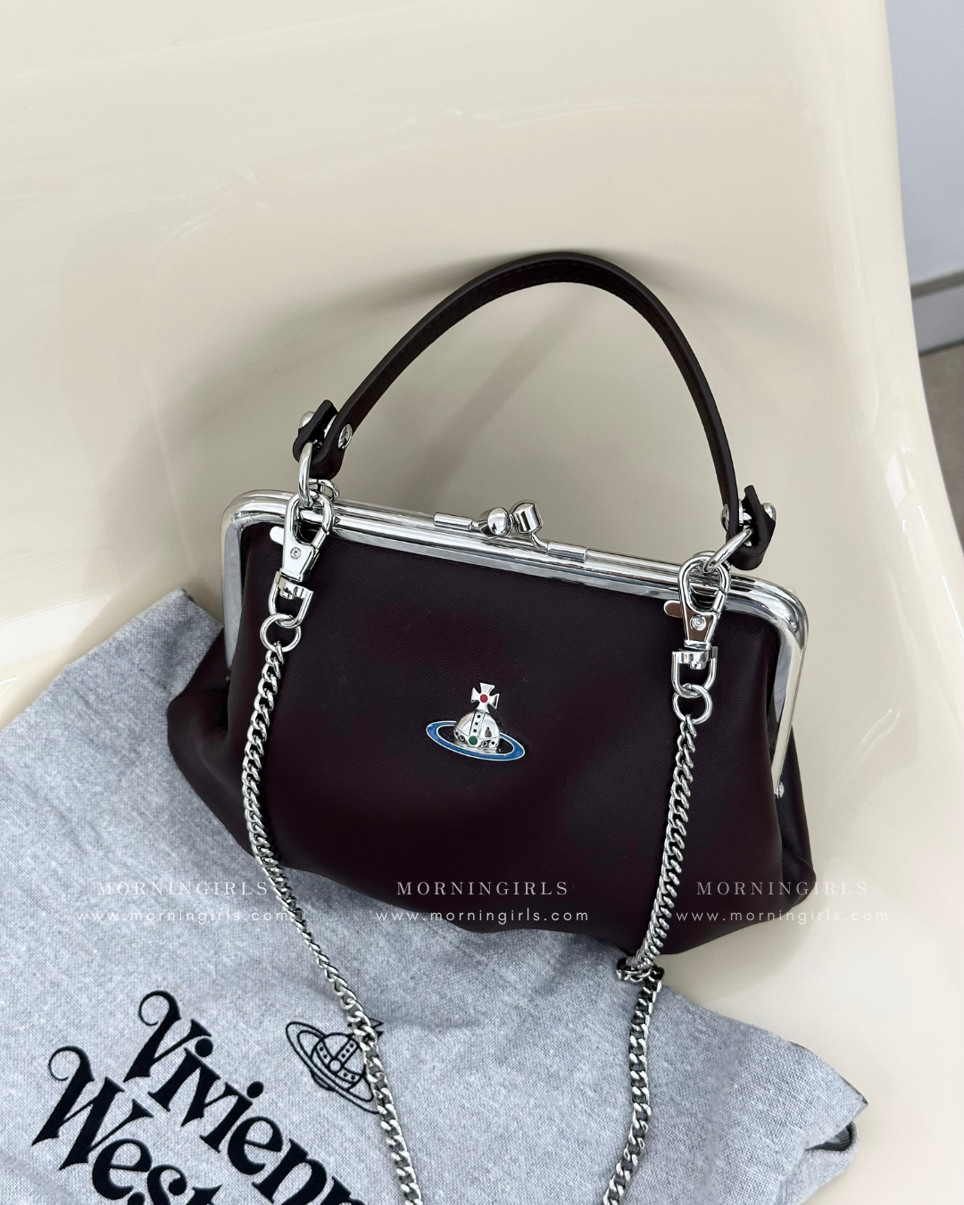 Vivienne Westwood Granny Frame Purse 餃子袋深棕啡色小羊皮  [超罕有美德拉風］