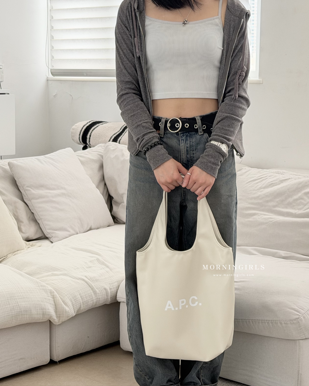 A.P.C. Ninon Tote Bag [SMALL] ［霧灰藍奶灰少量補貨 可放A4尺寸!]
