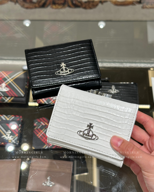 Vivienne Westwood Small Frame Wallet FW25最新啞面鱷魚皮 100%真皮 [超罕有白色 三層連相位]