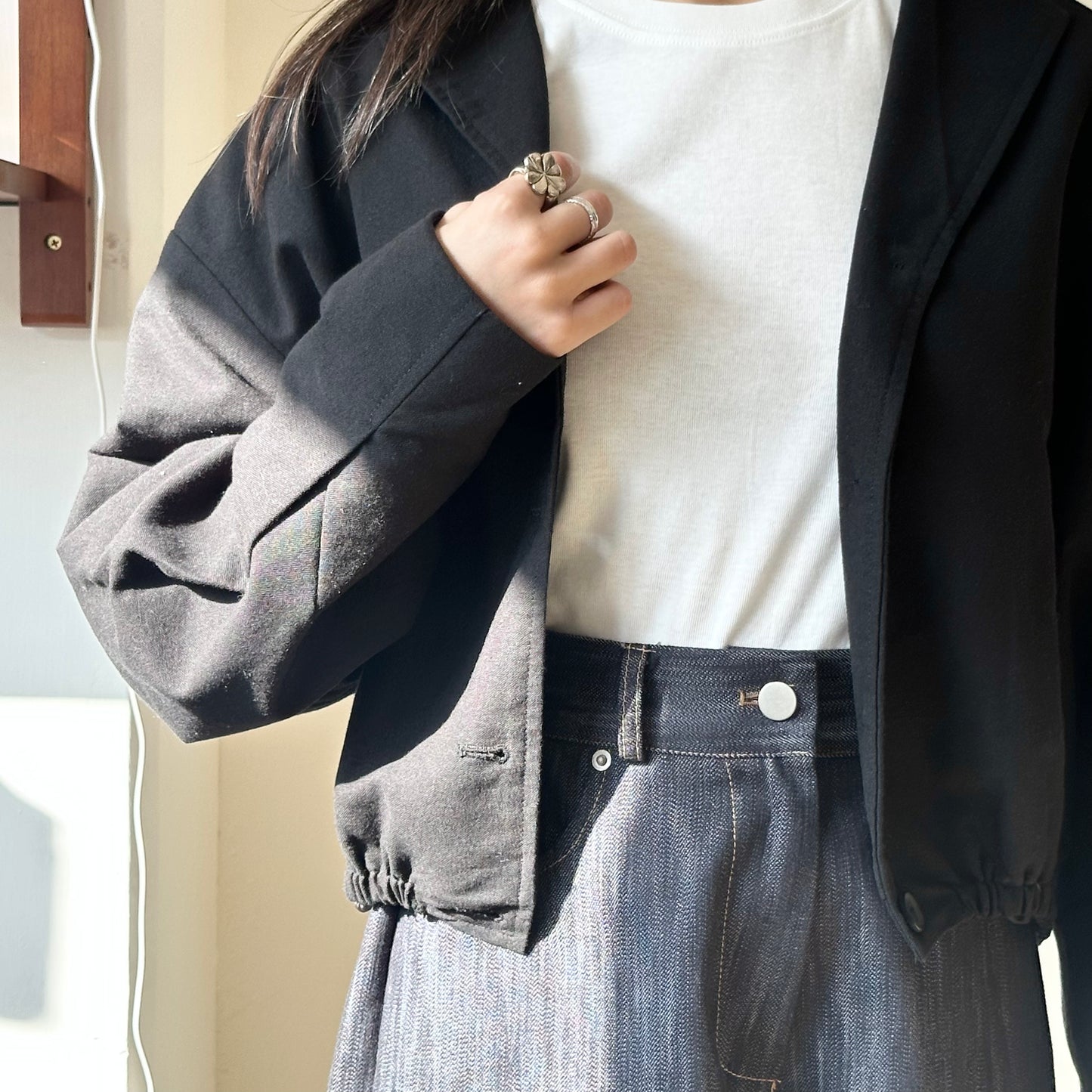 棉麻束腰短外套 [門市搬遷清貨限時優惠$249!]