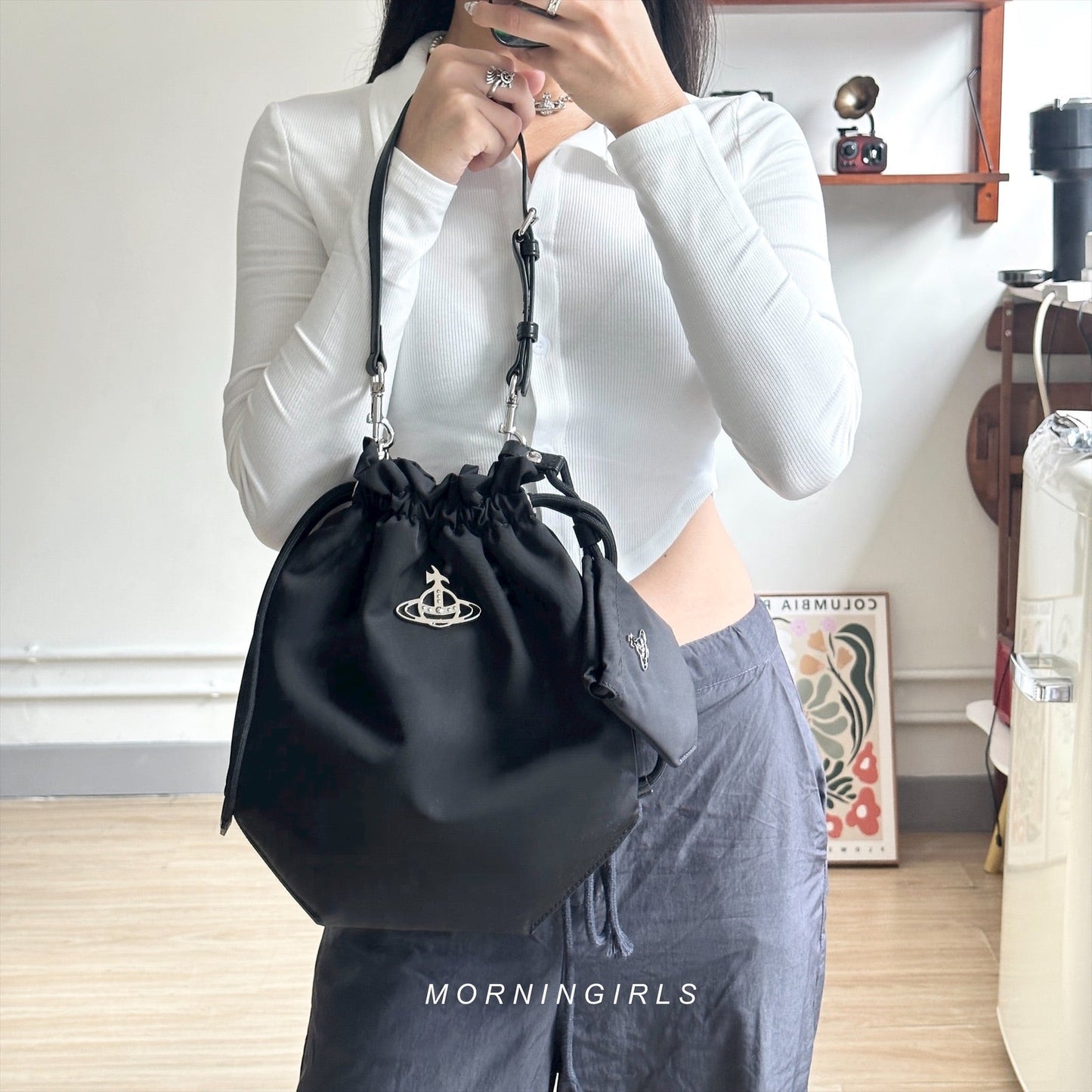 Vivienne Westwood Drawstring Shoulder Bag 尼龍束繩袋 [雙11再減$100 HOT ITEM! 超大容量耐用袋款]