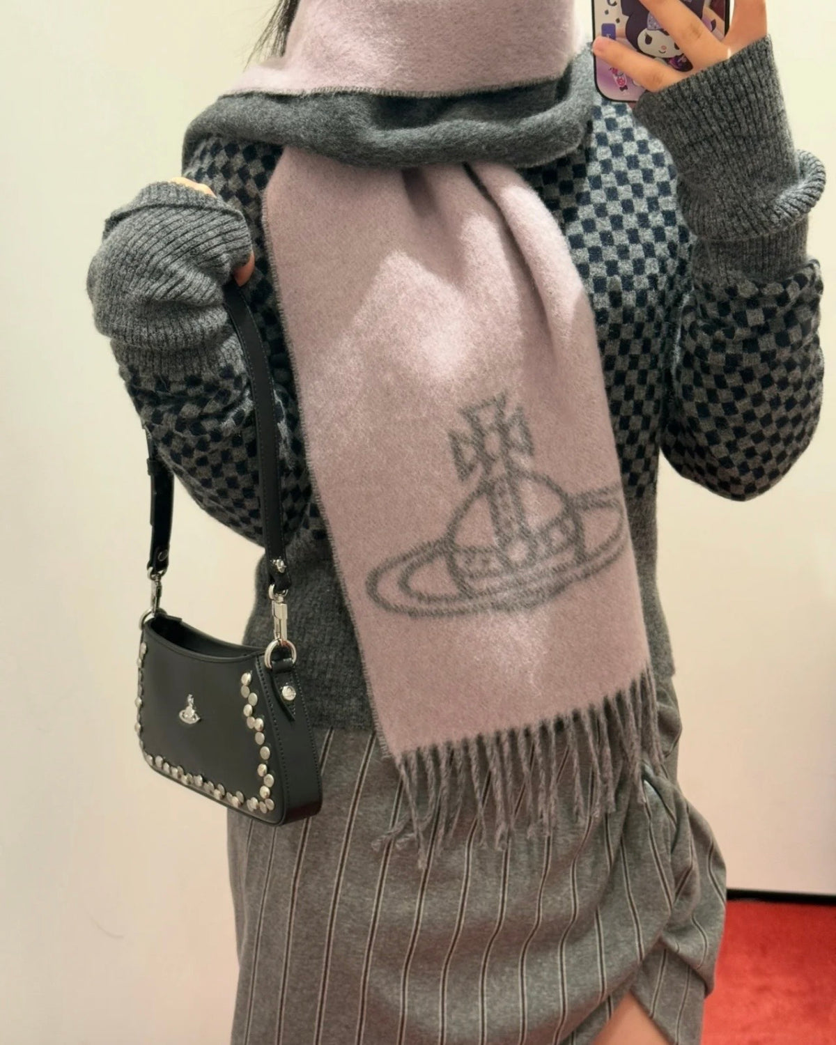 Vivienne Westwood Double ORB Logo Scarf (100% wool) 絕美灰粉紅雙面 [英國轉季大折扣🇬🇧2026最新限定意大利製!]