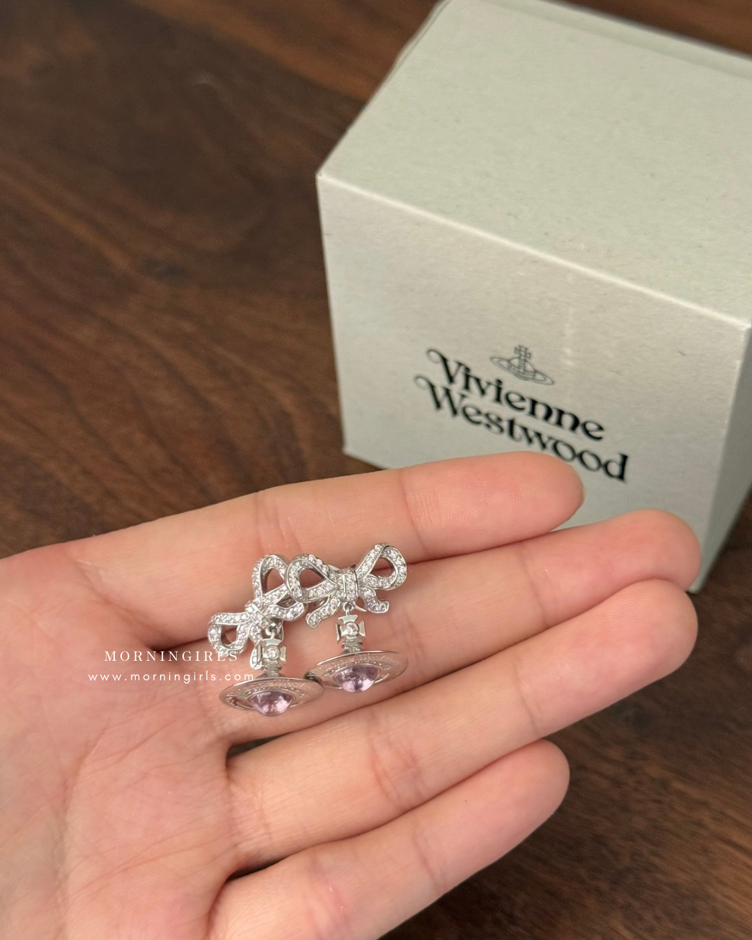 Vivienne Westwood Octavie Pendant Earrings PINK 粉紅蝴蝶結星球 [100% recycled silver 純銀]