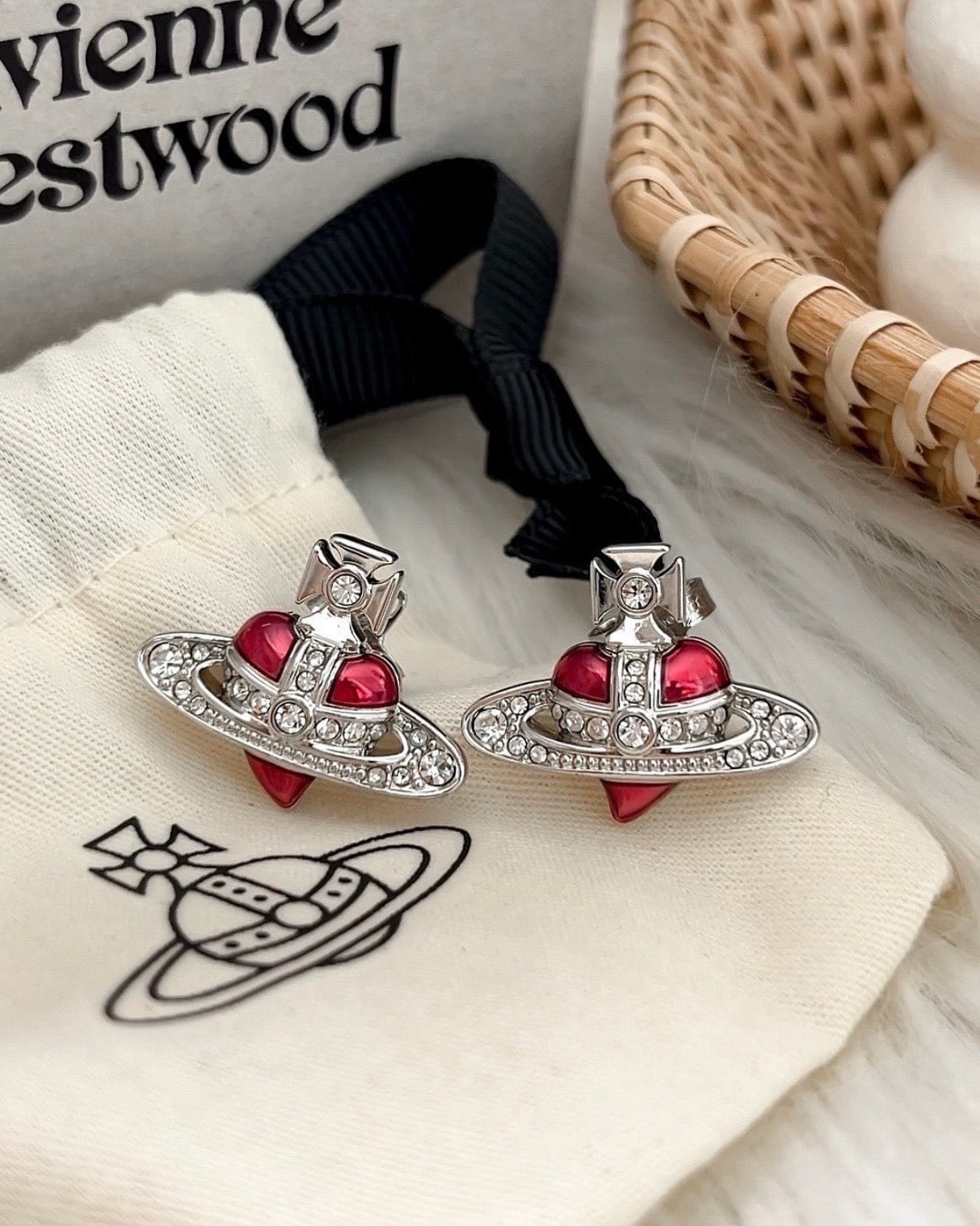 Vivienne Westwood Diamante Heart Earrings
