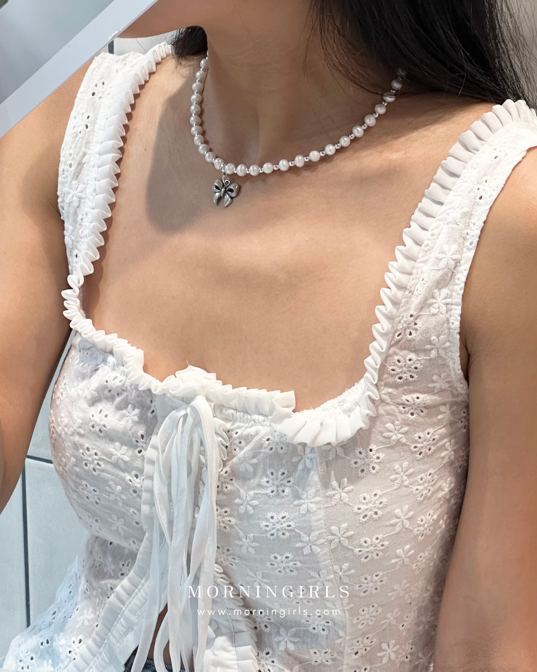 Otro Accesorio X Morningirls 首度聯乘自家製頸鏈 - Mini Bow Pearl Choker