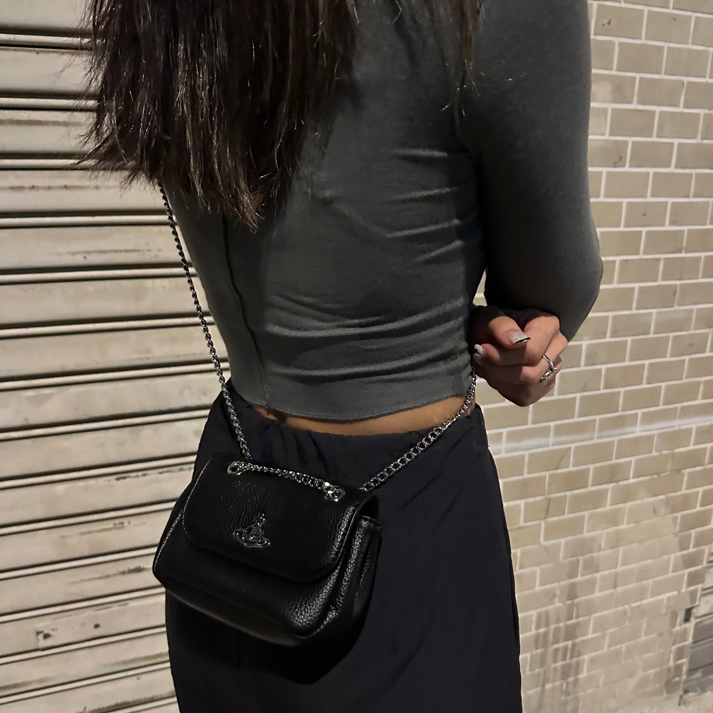 Vivienne Westwood Small Derby Bag with Chain 經典黑色荔枝皮