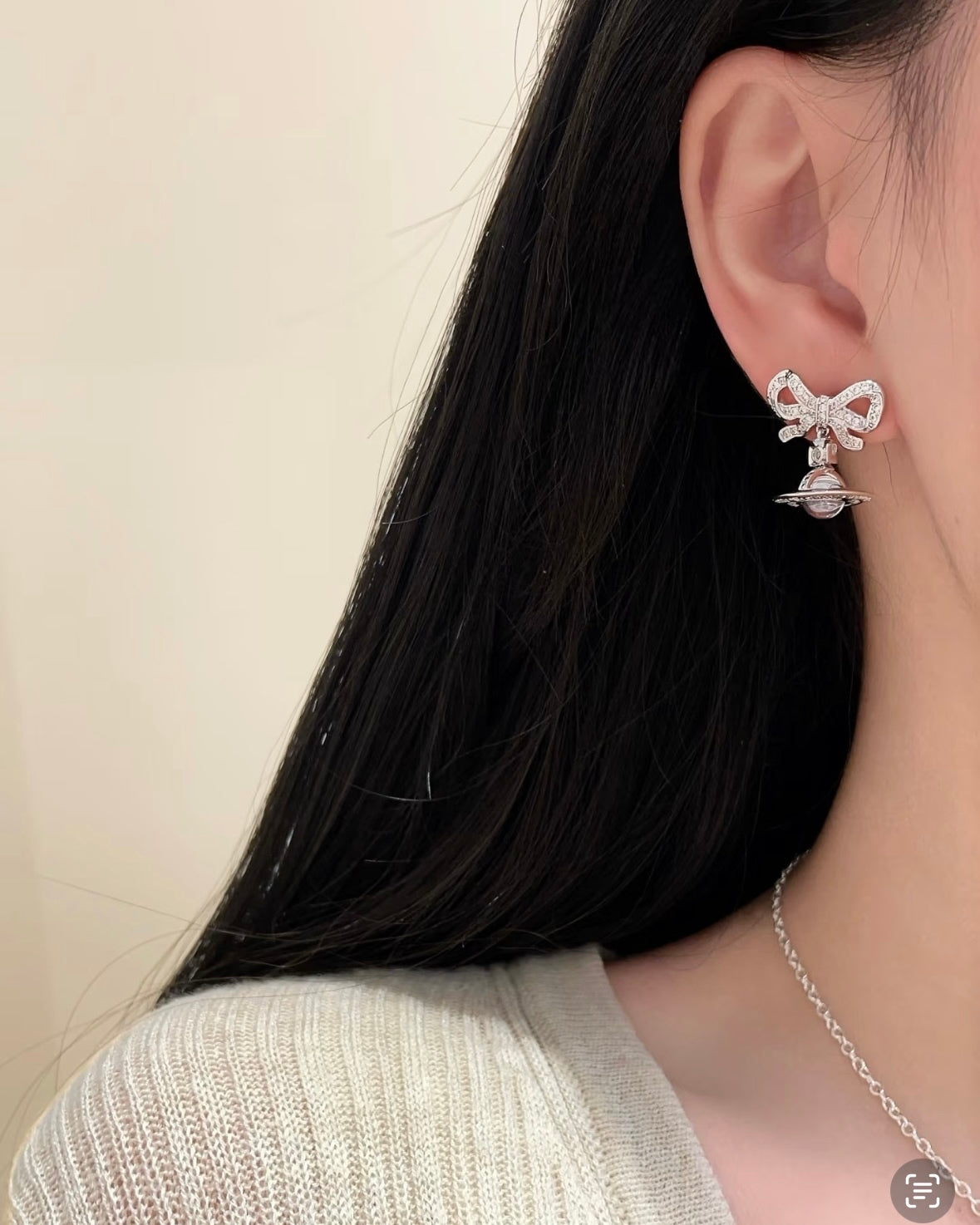 Vivienne Westwood Octavie Pendant Earrings PINK 粉紅蝴蝶結星球 [100% recycled silver 純銀]