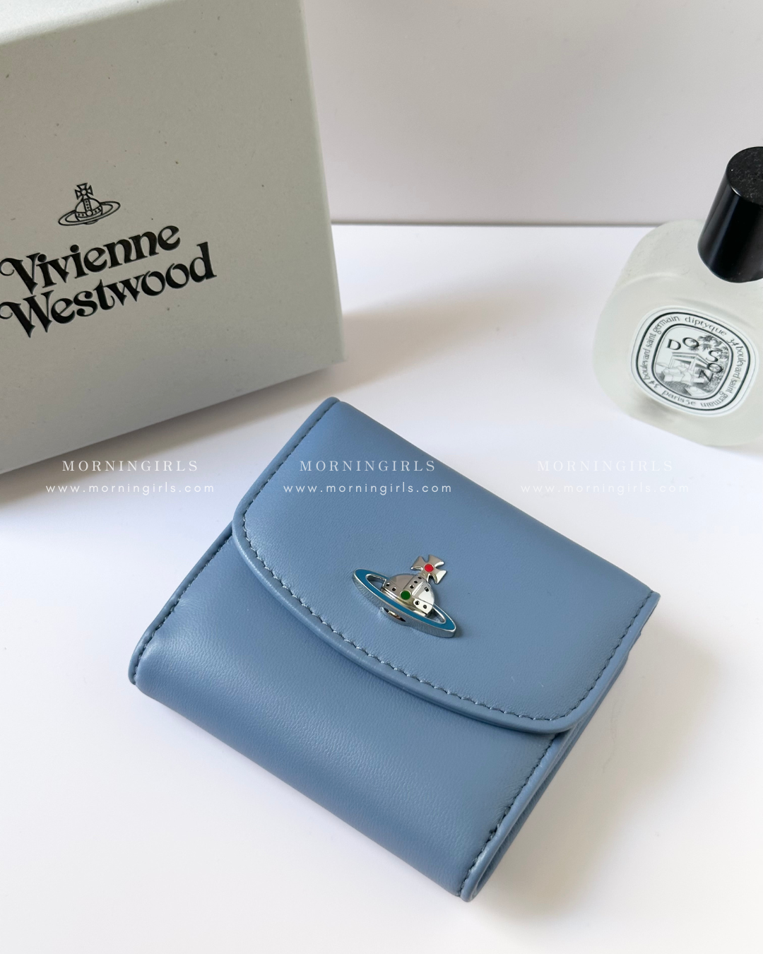 Vivienne Westwood Small Wallet 霧藍色小羊皮 [超罕有薄身連相位銀包!]