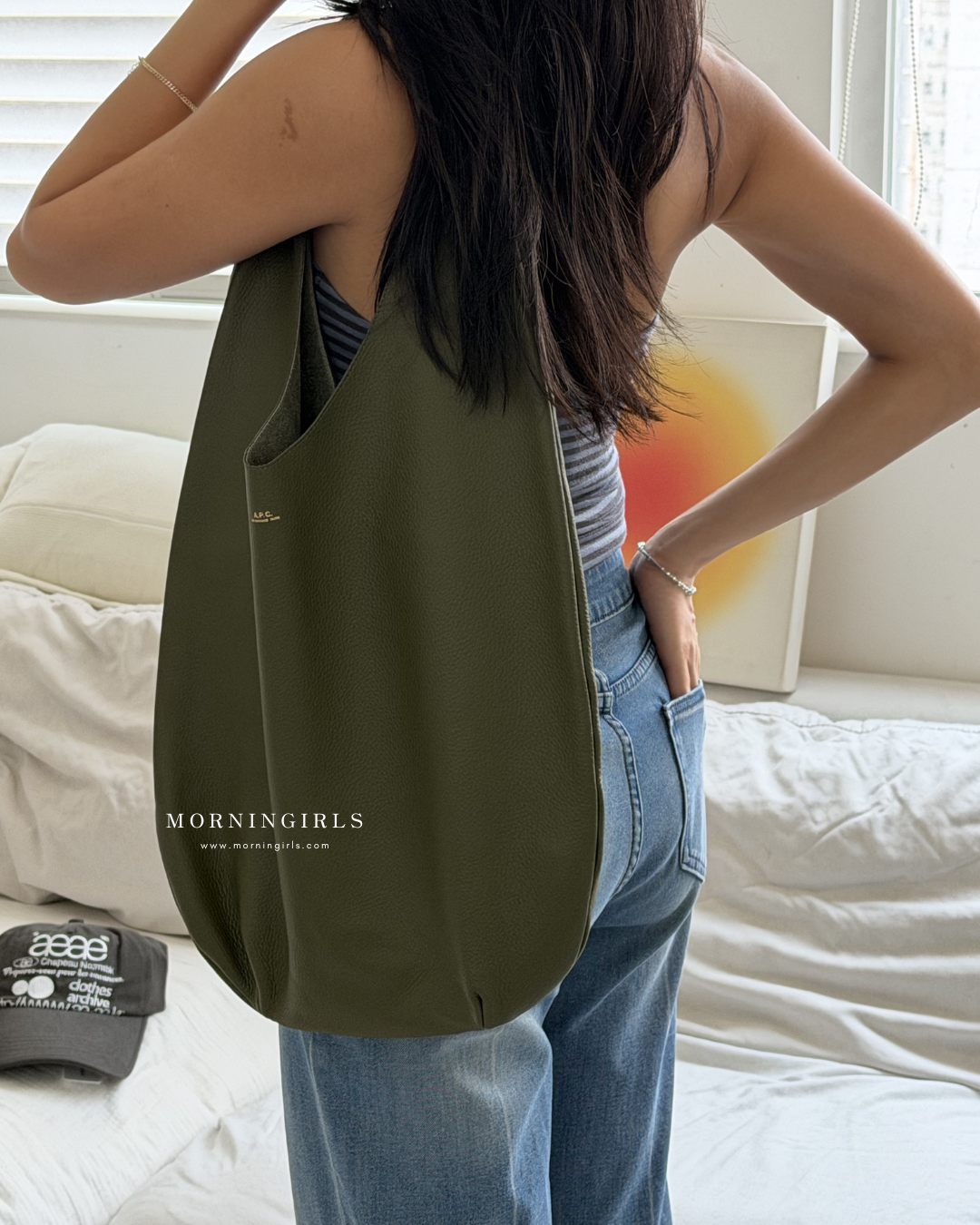 A.P.C. Le Neige Tote Bag 100%真牛皮［橄欖綠大折扣中! 極難補貨!］