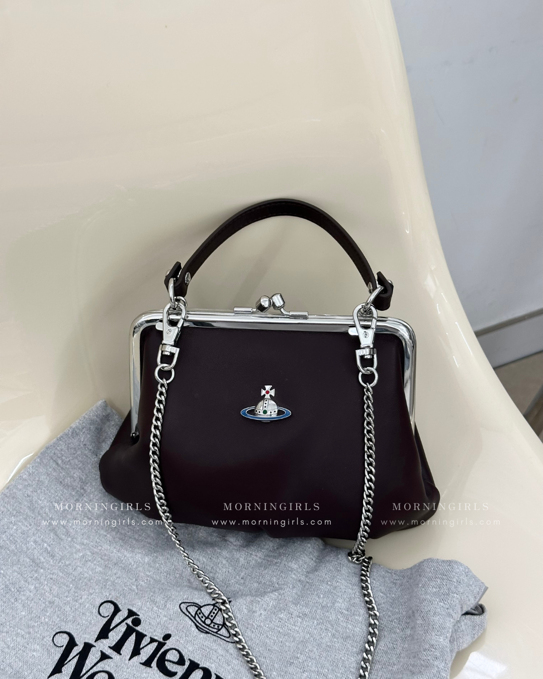 Vivienne Westwood Granny Frame Purse 餃子袋深棕啡色小羊皮  [超罕有美德拉風］