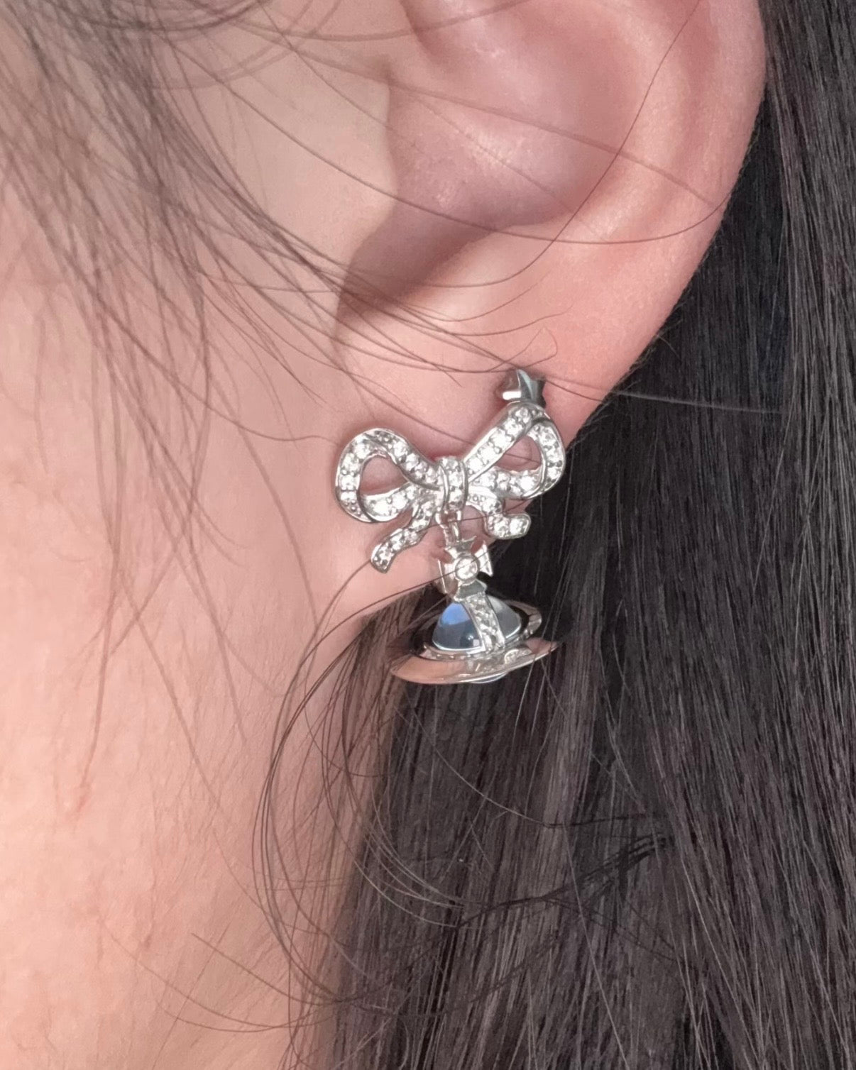 Vivienne Westwood Octavie Pendant Earrings 蝴蝶結星球耳環 [絕美冰川藍 100%純銀]