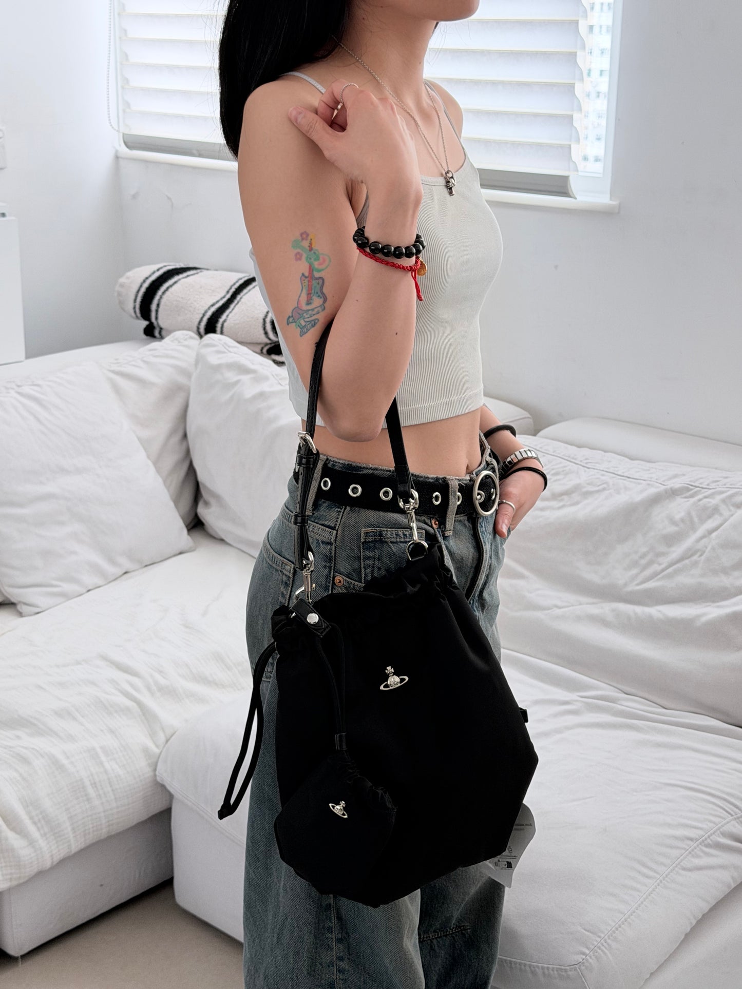 Vivienne Westwood Drawstring Shoulder Bag 尼龍束繩袋 [超大容量耐用袋款]