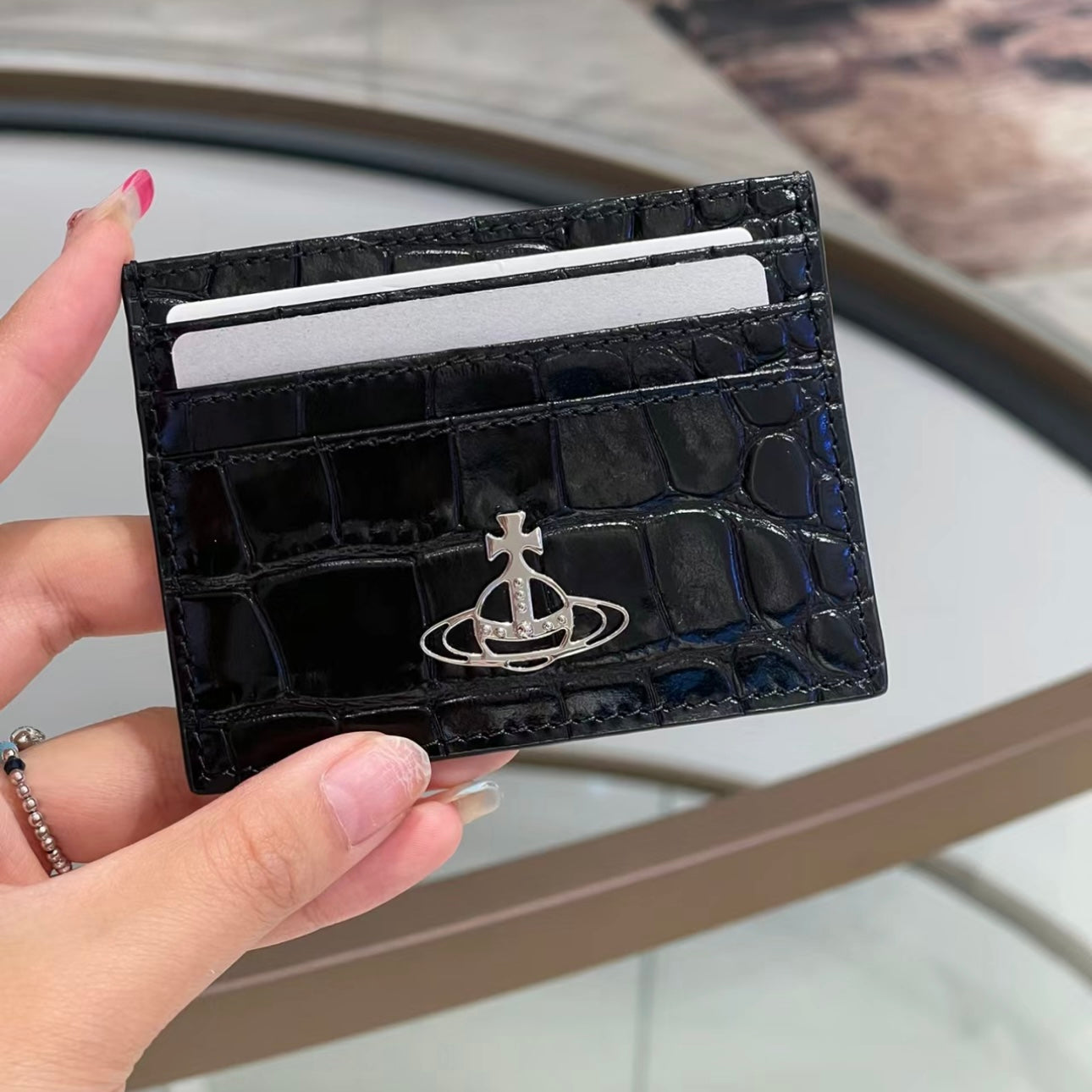 Vivienne Westwood Crocodile Cardholder 黑銀鱷魚皮 [最熱賣cardholder! 舊版令面大格現貨完售不設補貨!]