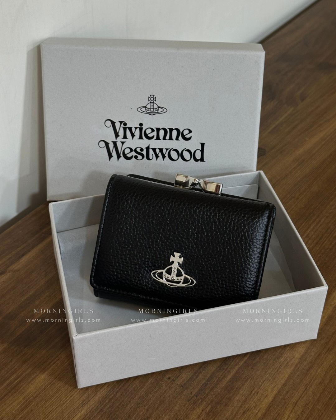 Vivienne Westwood Small Frame Wallet 黑銀荔枝皮［極難補貨! 超罕有相位!]