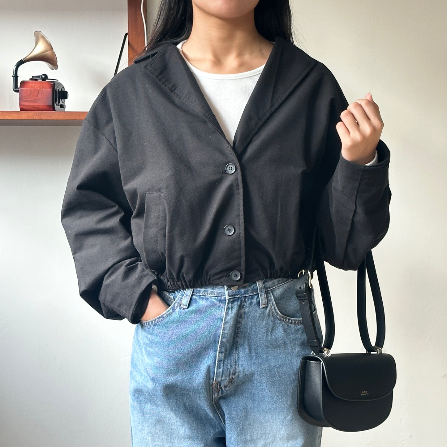 棉麻束腰短外套 [門市搬遷清貨限時優惠$249!]