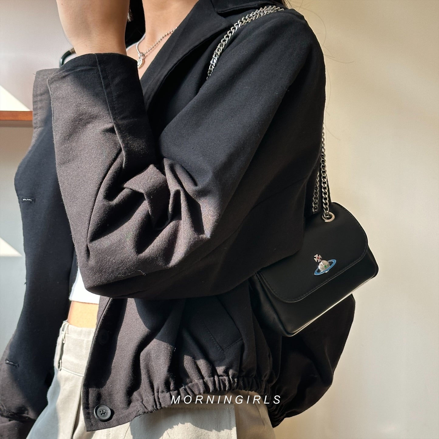 Vivienne Westwood NAPPA Small Purse with Chain 藍土星小羊皮