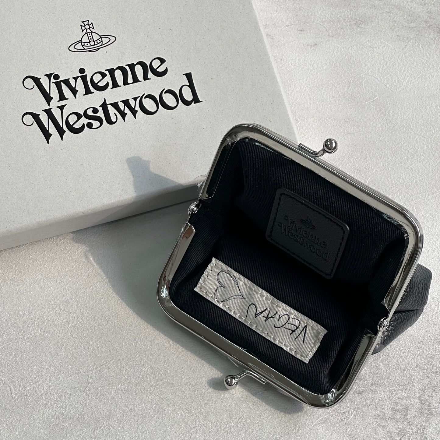 Vivienne Westwood Frame Coin Purse 黑色荔枝皮