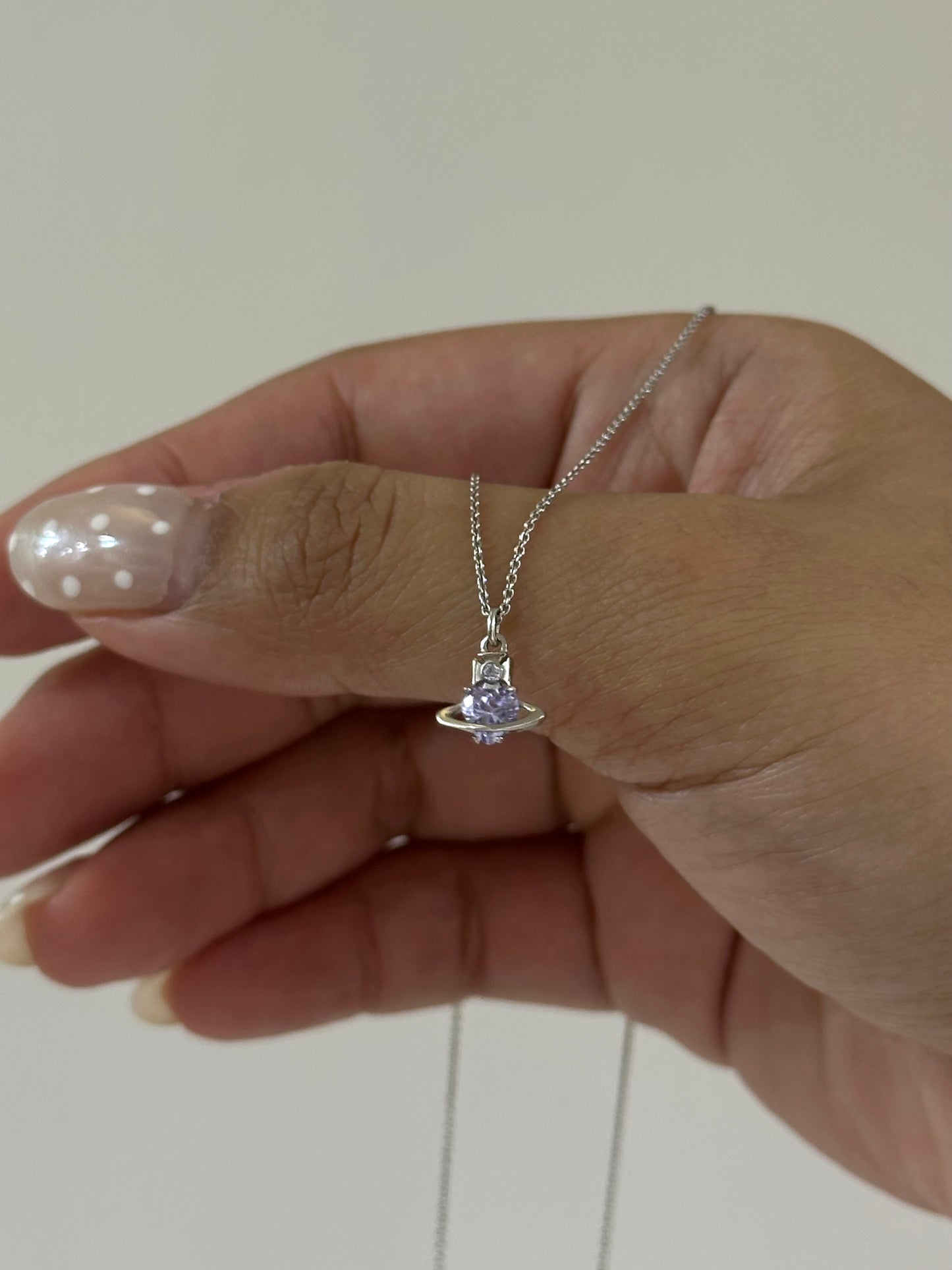 Vivienne Westwood Leonor 925 Necklace Mini紫鑽愛心土星 最新上架 [100% recycled silver 純銀 敏感寶寶友好! 專櫃已斷貨 現貨完售不設預訂]