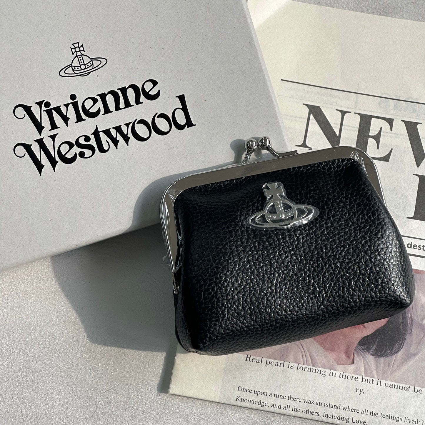 Vivienne Westwood Frame Coin Purse 黑色荔枝皮