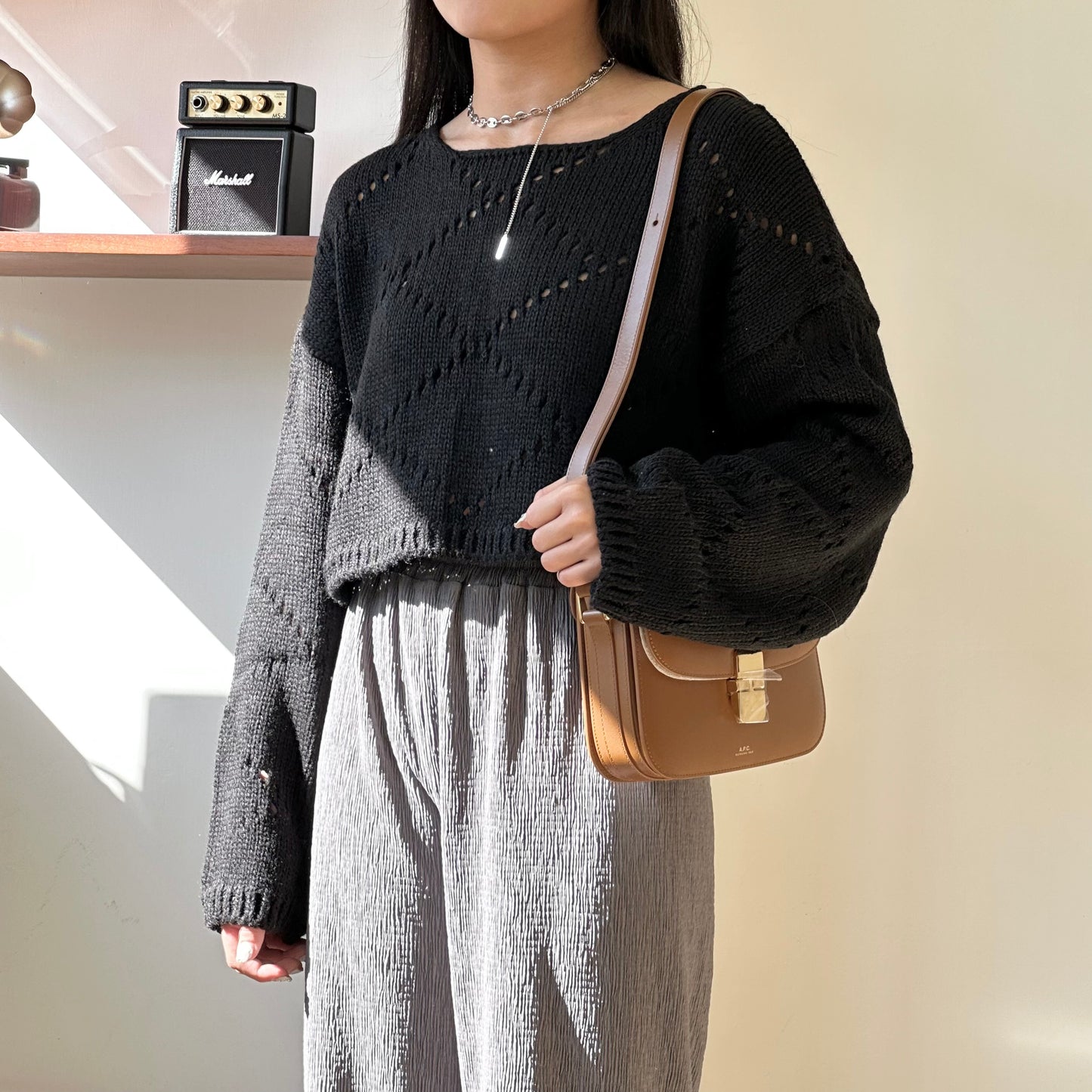 菱形通花薄針織短身上衣 3色入 [門市搬遷清貨限時優惠$149!]