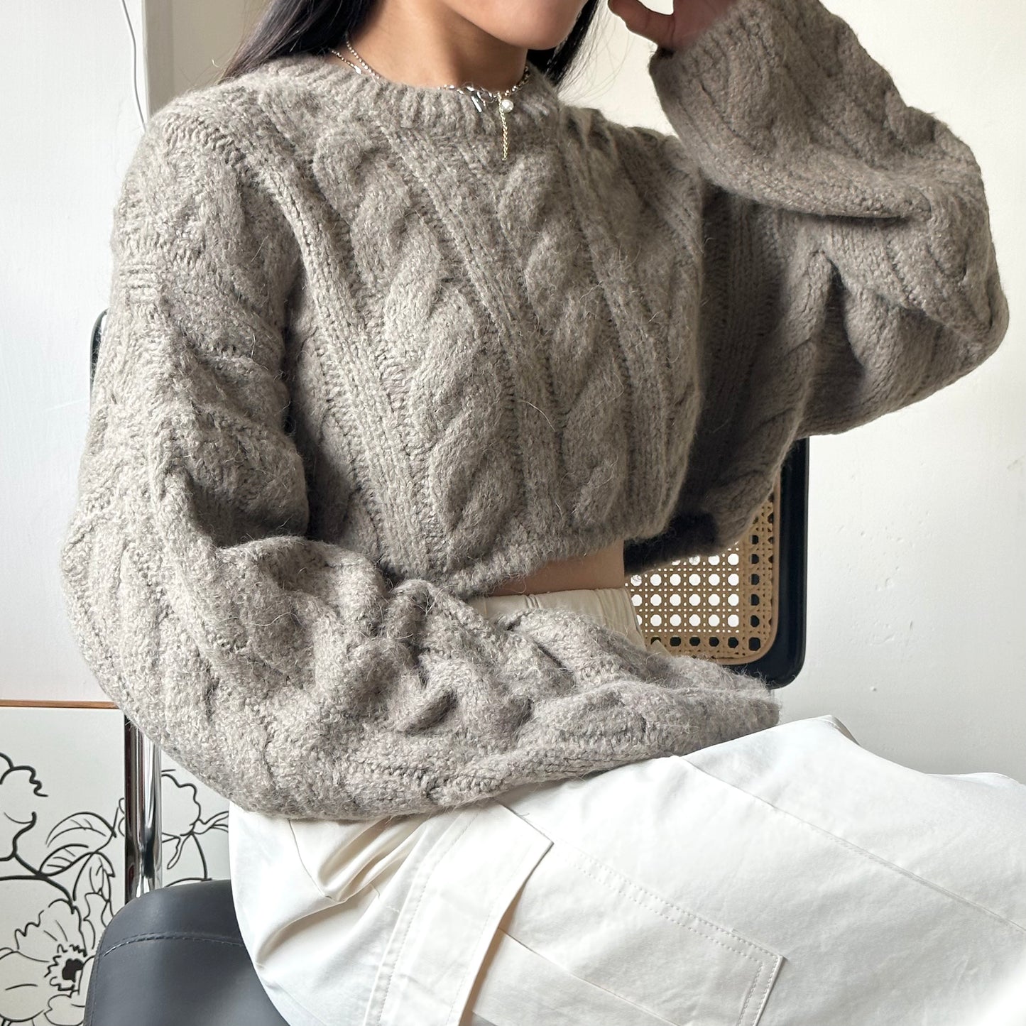 麻花扭扭紋軟熟CROPPED SWEATER 3色入 [門市搬遷清貨限時優惠$169!]