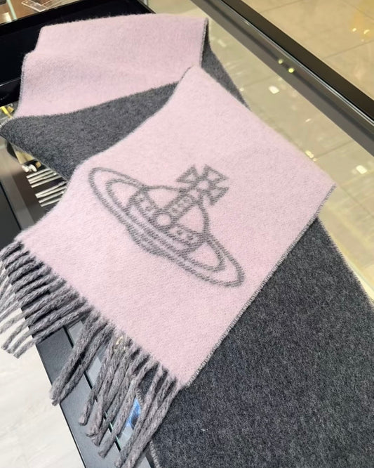 Vivienne Westwood Double ORB Logo Scarf (100% wool) 絕美灰粉紅雙面 [英國轉季大折扣🇬🇧2026最新限定意大利製!]