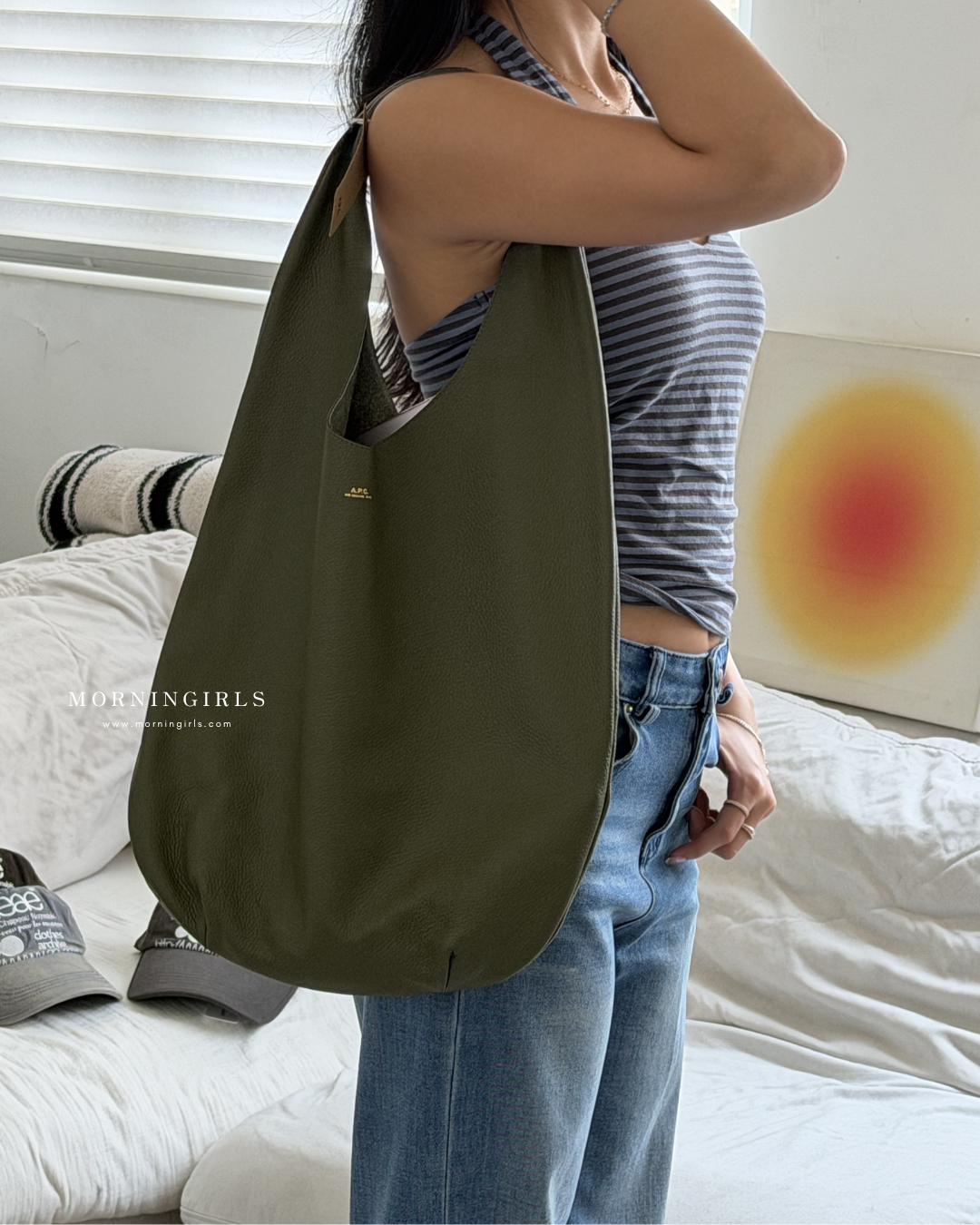 A.P.C. Le Neige Tote Bag 100%真牛皮［橄欖綠大折扣中! 極難補貨!］
